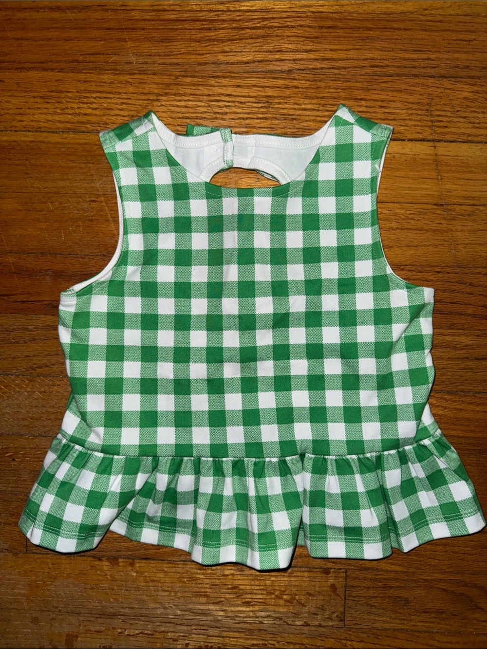 Janie & Jack Girl’s Peplum Ponte  Green Gingham Top NWT